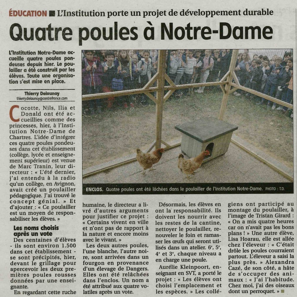 Poulailler Pédagogique Institution Notre Dame Saint Ferdinand